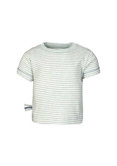 Organicera Organik Kısa Kollu T-shirt, Çizgili , Aqua Melange Mint