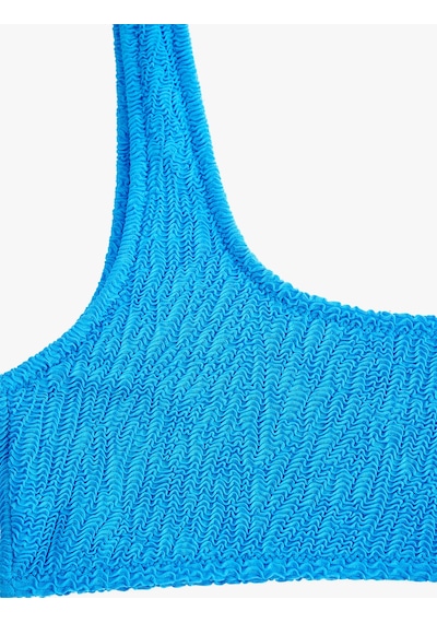 Koton Dokulu Kalın Askılı U Yaka Spor Bikini Üstü Mavi 6sak10216mm