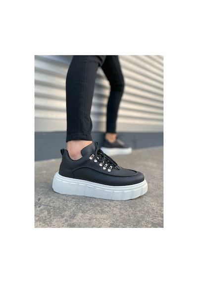 DMR Elegance Jy010 Cloud Bağcıklı Cilt Erkek Günlük Sneaker Ayakkabı Cbt - Siyah