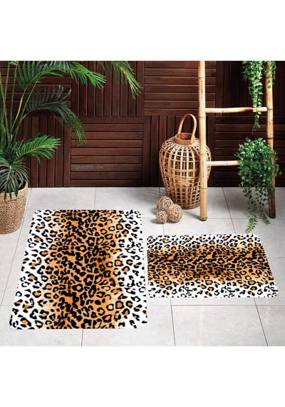 Rovigo Home Rvg5164 Baskılı Kaymaz Taban 2 Li Banyo Paspas Takım 100 x 60 + 60 x 50 CM Çok Renkli