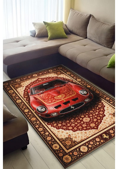 Ferrari 250gto Araba Desenli Halı Dijital Baskı Yıkanabilir Kaymaz Taban Leke Tutmaz