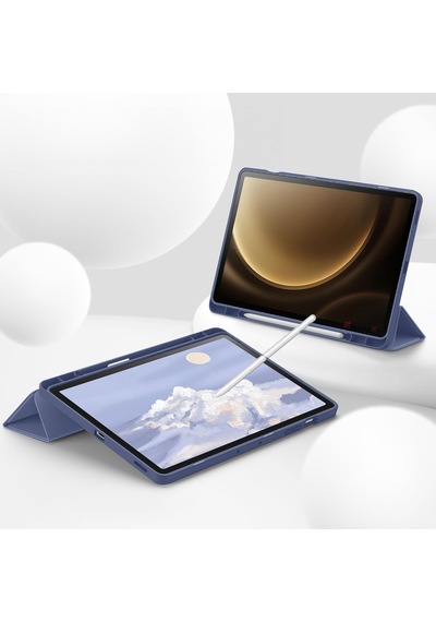 Samsung Galaxy Uyumlu Tab S10 Plus X820 12.4 İnç Kılıf Premium Silikon Kalem Bölmeli Smart Case Kapaklı Kılıf