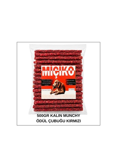 Köpekler İçin Xxl Kalın Munchy Ödül Çubuğu 500gr Kırmızı