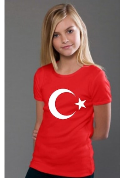 Beyaz Ayyıldız Tişört Çocuk Boy 5-16 Yaş,Kaliteli Penye Kumaş