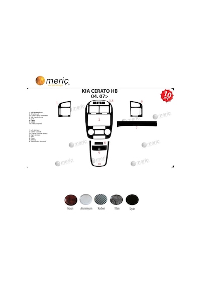 Meriç® Kia Cerato Hb Ön Torpido Kaplama 10 Parça 2007-› (530156605)