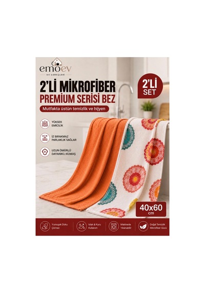 Mikrofiber Temizlik Seti 30x30 40x48 40x60 Cm Cam, Mutfak, Tezgah Ve Çok Amaçlı Temizlik Bezi + Sünger Diğer