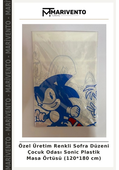 Özel Üretim Renkli Sofra Düzeni Çocuk Odası Sonic Plastik Masa Örtüsü 120 180 Cm Çok Renkli
