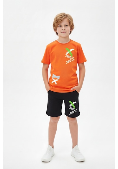 Panios Kids X White Baskı Detaylı Yuvarlak Yaka Yazlık Erkek Çocuk Alt Üst Takım Turuncu Panios Kids X White Baskı Detaylı Yuvarlak Yaka Yazlık Erkek Çocuk Alt Üst Takım Turuncu