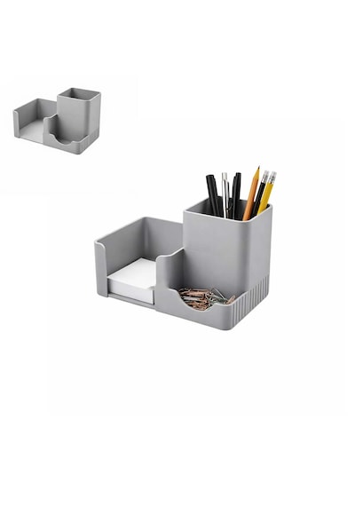 Özel Üretim 3 Bölmeli Notluk Ataşlık Kalemlik Vb. Masa Seti Ebat: 14,6 Cm X 8,4 Cm X 9,9 Cm Gri