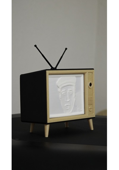 Morfem3d Özelleştirilebilir Retro Tv Görünümlü Aydınlatmalı Litofan Type-c Girişli Özel Tasarım Siyah - Beyaz