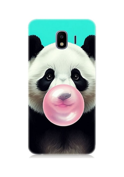 Samsung Galaxy J2 Pro Uyumlu Sakız Çiğneyen Tatlı Panda Desenli Silikon Kılıf Çok Renkli