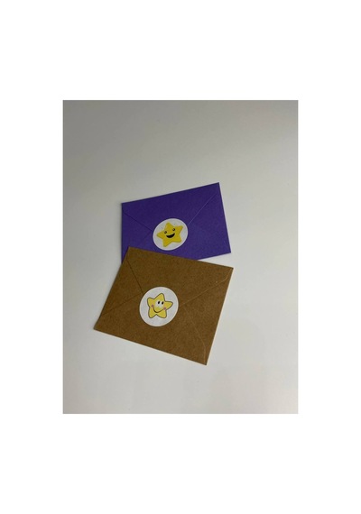 Gülen Yıldızlar Etiketi Karışık Yuvarlak Mat Çıkartma Round Sticker 3 Cm 95 Adet Çok Renkli