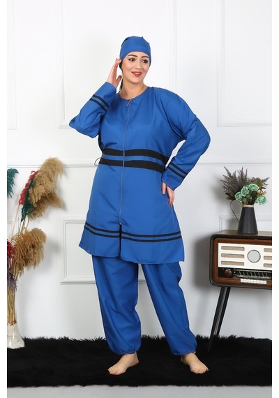 Akbeniz Büyük Beden Tesettür Mayo 7xl-8xl-9xl-10xl İndigo 55010-indigo İndigo