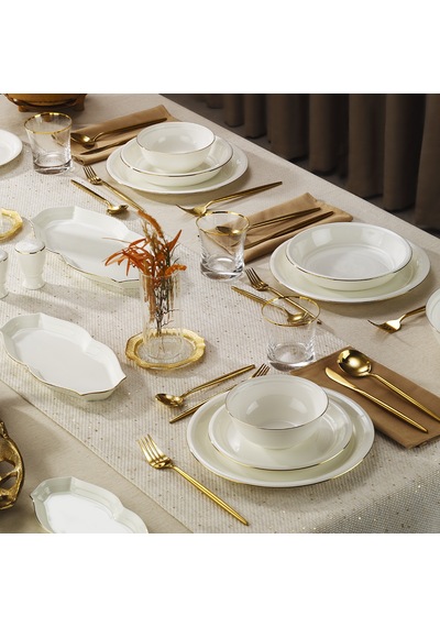 Evaliza Sapphire Gold 32 Parça 6 Kişilik Yemek Takımı Renkli