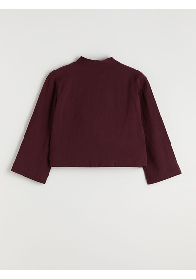 Lcw Modest Mürdüm V Yaka Oversize Müslin Kadın Kimono
