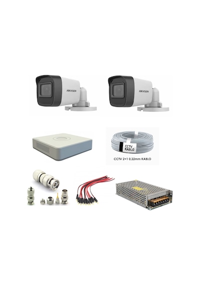 Hikvision DS-2CE16D0T-EXIPF 2 MP Full HD 1080P Bullet Güvenlik Kamera Seti 2'li