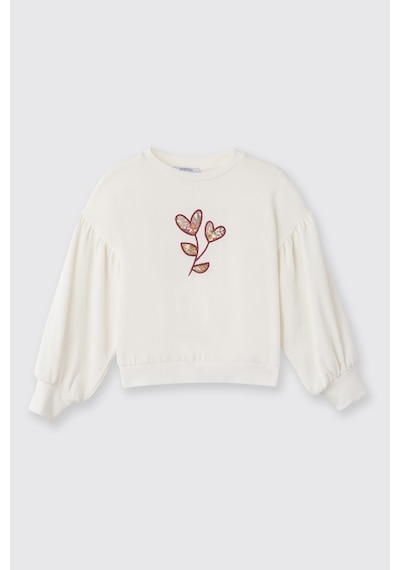 Panço Liberty Kumaş Nakışlı Kız Çocuk Sweatshirt Krem 5621GK08001