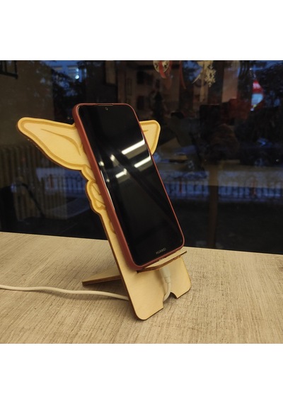 1 Fark - Ahşap Masaüstü Figürlü Telefon Standı - Grogu -Baby Yoda