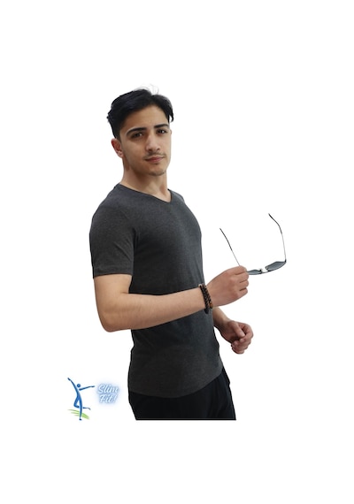 Sermoda Erkek Slim Fit V Yaka Tişört - Dar Kesim Basic Günlük T-shirt Antrasit