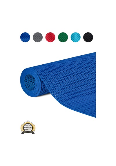 Hortumtech Zmat Yıldız Paspas Kaydırmaz Pvc Islak Zemin Duş Havuz Su Tahliyesi 5 Mm - Mavi 90 X 100 Cm