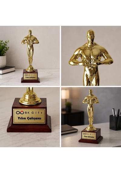 Logonuza Özel 10 Adet 18 Cm Mesajlı Ve İsim Baskılı Kurumsal Oscar Ödülü