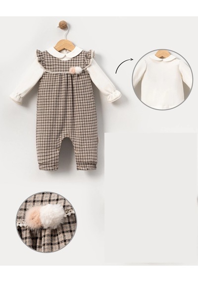 Lamato Baby Pitikare Salopetli Padili Bebe Kız Tulum Pudra