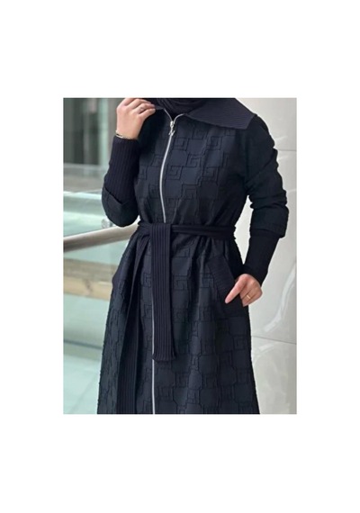 Nus Triko Detaylı Kuşaklı Kap Siyah - 838359642 Siyah