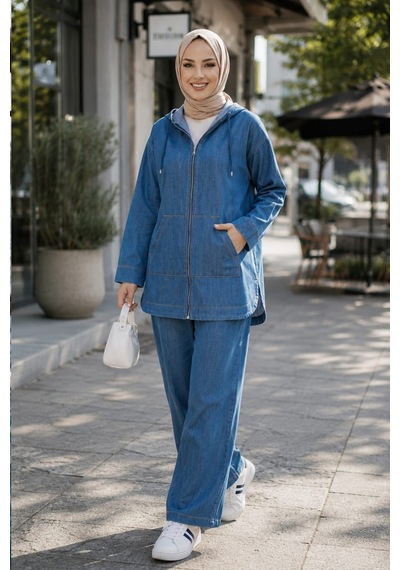 Hb Harma Time Butik Kadın Kapüşonlu Fermuarlı İnce Kot Koyu Mavi Tunik Pantolon Takım Koyu Mavi Koyu Mavi Hb Harma Time Butik Kadın Kapüşonlu Fermuarlı İnce Kot Koyu Mavi Tunik Pantolon Takım Koyu Mavi Koyu Mavi