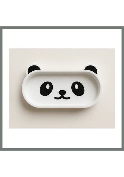 Bezos 3d Baskı Panda Gözlük Tepsisi Sevimli Masaüstü Gözlük Tutucu Ve Kalemlik Tepsisi Beyaz Siyah Mmbz