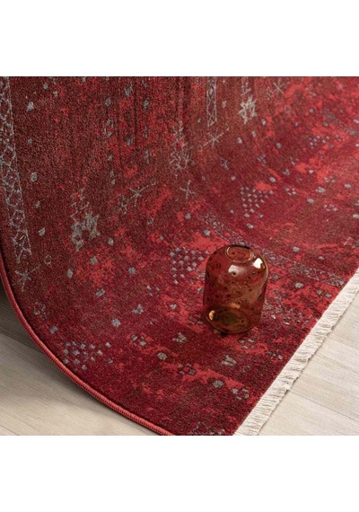 Canlı Bordo Kırmızı Otantik Ağaç Motifli Vintage Halı - Nk0258ba Bordo - Kırmızı