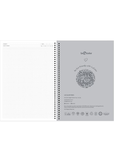 Fines Ofis Defter A4 Spiralli Kareli Gri