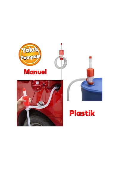 Badem10 Araba Araç Otomobil Benzin Mazot Su Pompası Yakıt Transfer İkmal Aktarma Plastik Pompa Vak Vak