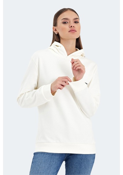 Slazenger Kathy In Kadın Kapüşonlu Ekru Sweatshirt Ekru