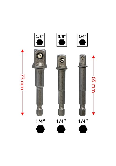 Master 530950 Lokma Adaptör Seti Hex Bits Saplı 3 Parça