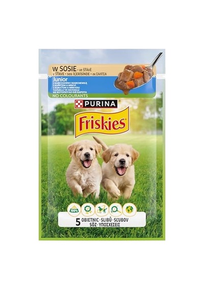 Friskies Yavru Köpekler İçin Tavuklu Havuçlu Yaş Mama 85 Gram, 26 Adet