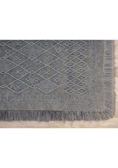 Carpetrium Antique Prm Grey - Dört Tarafı Saçaklı Pamuklu Yıkanabilir Kilim