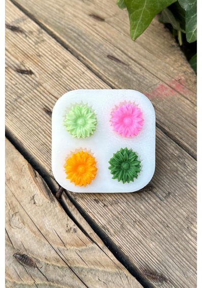 Rufus Concept Gerbera Çiçeği Dörtlü Mum Kalıbı Silikon Çok Renkli