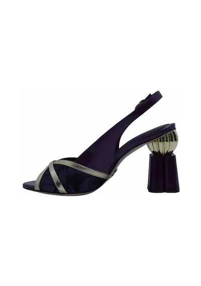 Poletto Hakiki Deri /tekstil Altın-sax Mavı Sandalet Topuklu 380 13-527 Altın