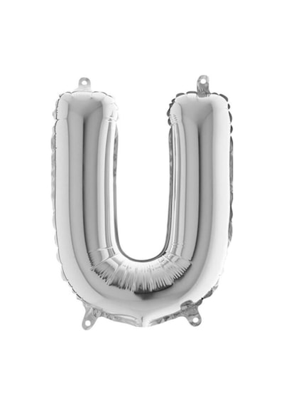 U Harf Folyo Balon Gümüş Silver 100 CM Doğum Günü. Yaş Günü. Par