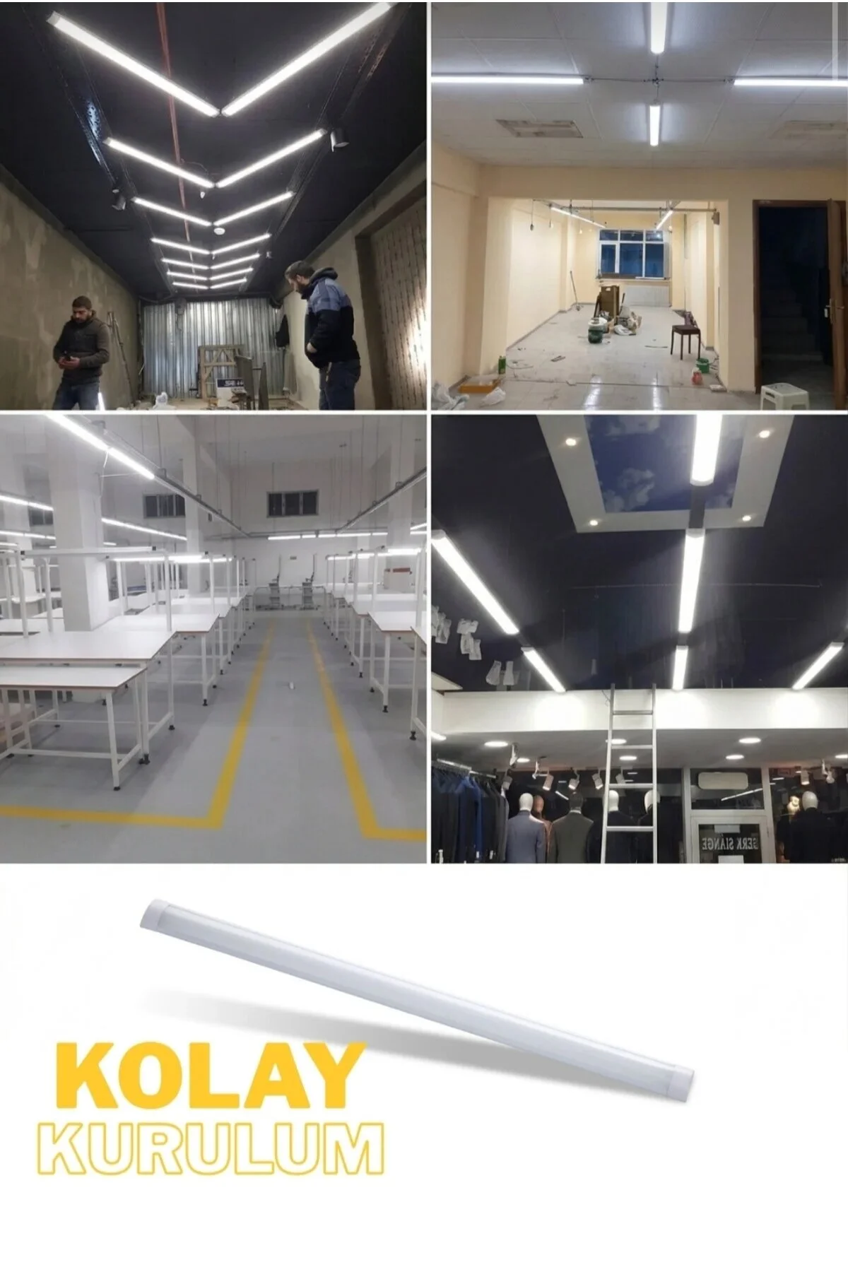 120 Cm 40 Wat Yatay Led Bant Armatür Trafolu Beyaz Işık 10 Adet