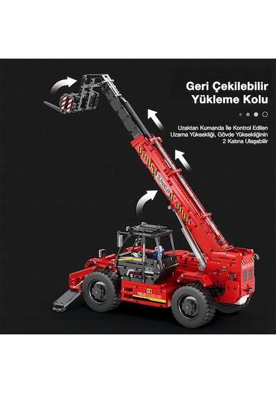 Reobrix Technic 22020 Teleskopik Kollu Forklift Telescopic Arm Forklift Kumandalı&motorlu Yaratıcı Yapı Blok Seti Building Blocks - 2096 Parça