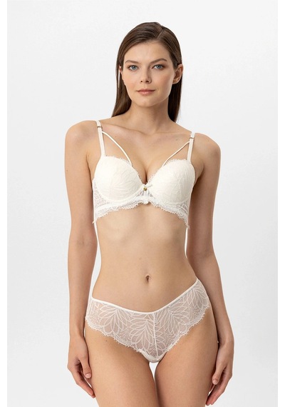 Pierre Cardin 4885 Milan Push Up Kaplı Dantelli Sütyen Takım Ekru