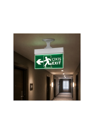 Ct-9165 Şarjlı Led Exit Acil Çıkış Armatürü Sol Yön Oklu Çıkış Yönlendirme Tabelası