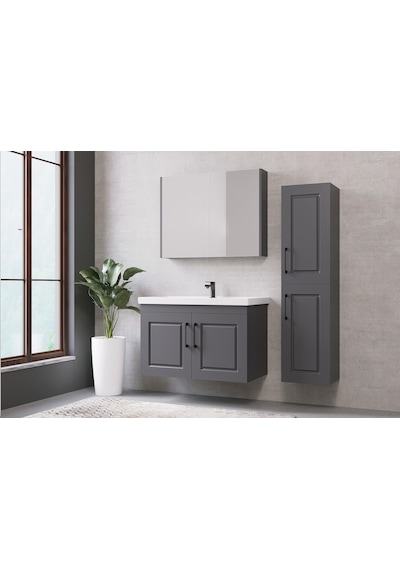 Denko Royal 90 Cm Antrasit Gri Banyo Dolabı Takımı Ve Boy Dolabı Denko Royal 90 Cm Antrasit Gri Banyo Dolabı Takımı Ve Boy Dolabı