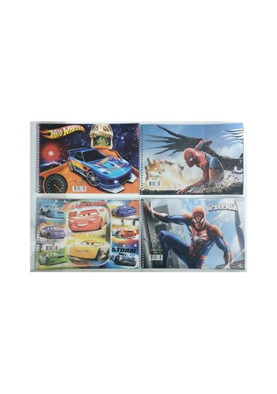 17x24 Cm Resim Defteri 4 Adet Telli Karton Kapak 15 Sayfax4 Toplam 60 Sayfalı Erkek Desenli