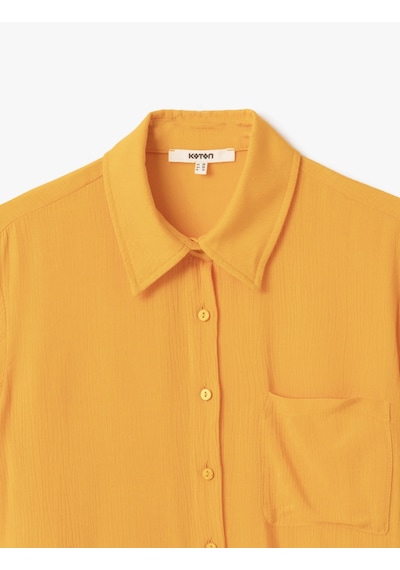 Koton Cep Detaylı Kısa Kollu Viskon Crop Oversize Gömlek Turuncu 5sak60244pw Turuncu