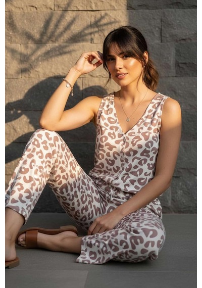 Relax Mode Kadın Kahve Leopar Kolsuz V Yaka Takım - 26023r Relax Mode Kadın Kahve Leopar Kolsuz V Yaka Takım - 26023r