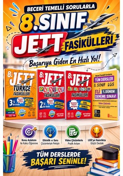8.sınıf Jett Türkçe - Paragraf- Dil Bilgisi Fasikülleri - 1.dönem 5 Li Deneme