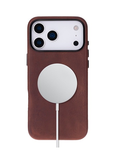 Bloomcase Premium Mono Saddle Brown Apple iPhone Uyumlu 17 Pro Max/ 18 Pro Max 6.9" Hakiki Deri Magsafe Kılıf Kahverengi