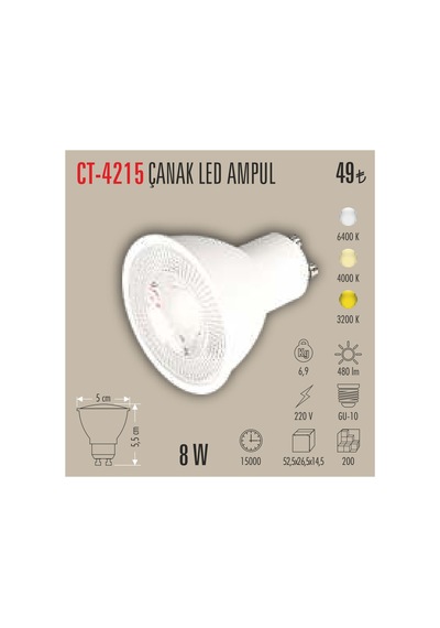 Ct-4215 8w Çanak Led Ampül G10 Beyaz 5 Adet